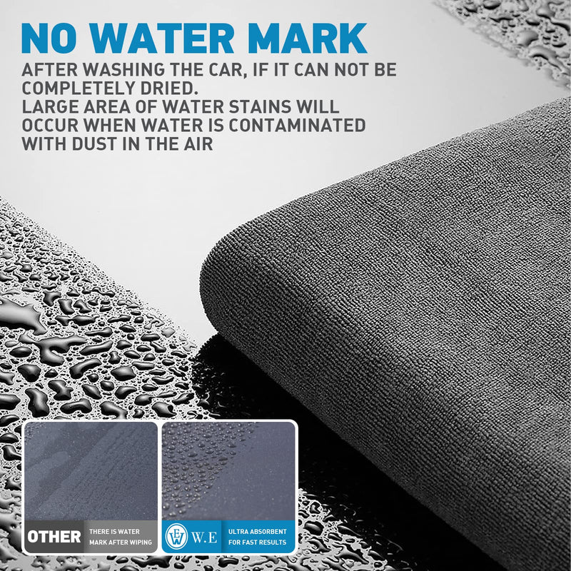 Microfiber Towels Gray for Cars - 6 Pack, High & Short Pile Micro Fiber Cleaning Cloth for Car Washing Drying & Auto Detailing, Water Absorption Lint Free & Non-Streak 6 Pack (23.6" x 15.7")