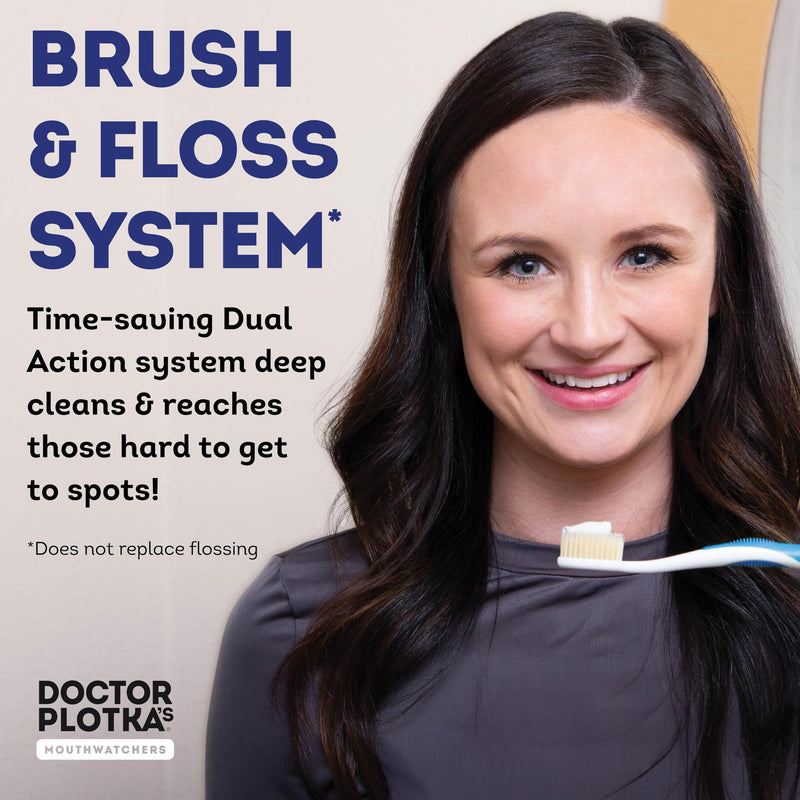 MOUTHWATCHERS Soft Flossing Manual Toothbrush, Family Pack, 4 Adult 2 Kids | Antimicrobial Floss-Tip Bristles for Sensitive Teeth and Gums, Soft Manual Brush, Deep Clean, BPA Free, Dr Plotka Design 4 Adult + 2 Kids