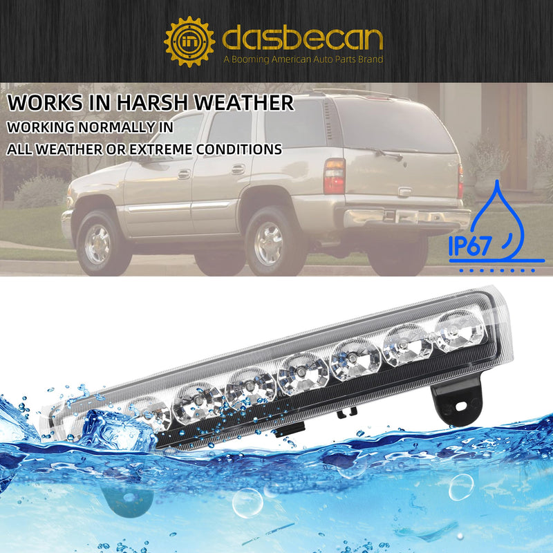 Dasbecan LED 3rd High Mount Brake Light White Carge Light Compatible with 2000-2006 Chevrolet Suburban 1500/2500 Tahoe GMC Yukon 1500/2500 Replaces# 15170955 923-203 GM2890107