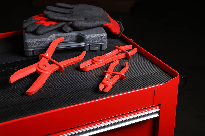 ARES 78000-3-Piece Hose Pinch Pliers Set – Includes 6-Inch, 7-Inch, and 10-Inch Sizes - Lightweight and Durable Nylon Design - For Use While Repairing Coolant, Brake, Vacuum and Fuel Systems 3-Piece Hose Pinch Pliers Set