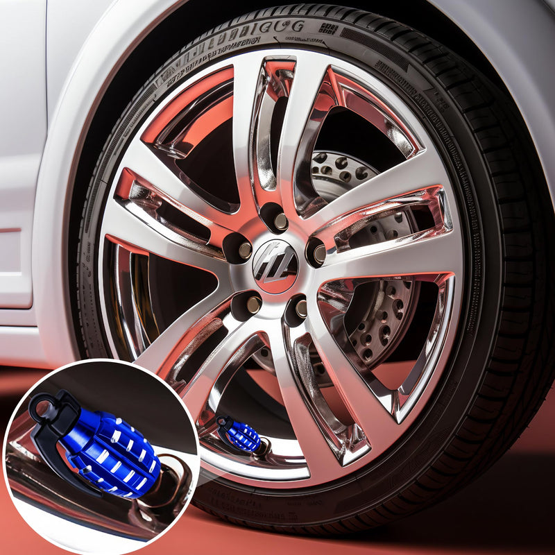 4 PCS Tire Valve Stem Caps, Aluminium Alloy Tire Valve Stem Covers Universal for Cars,Trucks, SUV, Motorcycles, Bike and Bicycles (Blue) 4 pcs Blue