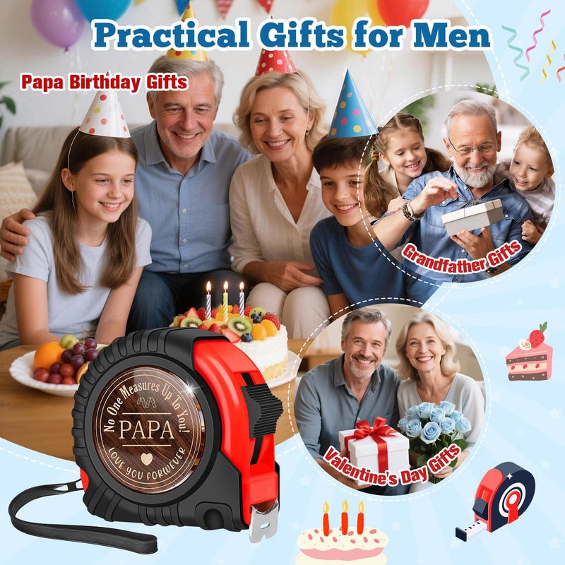 Papa Gifts for Grandpa Fathers Day Birthday Gift Ideas, Best Papa Gifts from Grandkids Granddaughter Grandson, Carpenter Gifts for Grandfather Grandparents Abuelo Grandad, Tape Measure 25 FT Tools