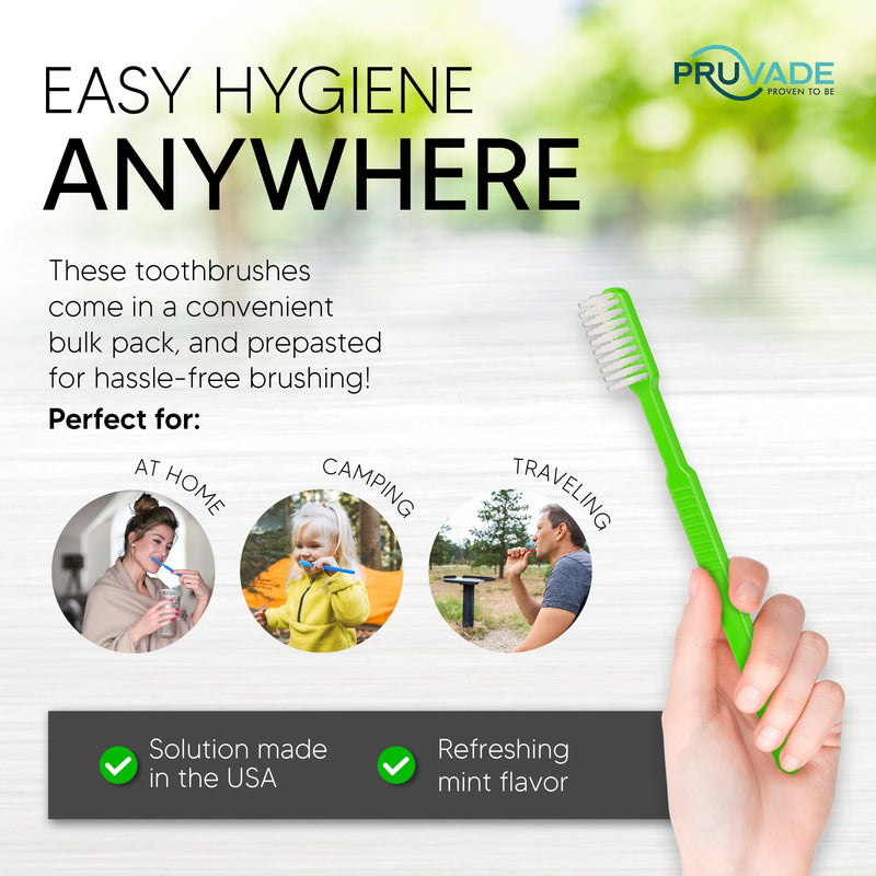 144 Pack Disposable Toothbrushes with Toothpaste, Built in - Prepasted Toothbrushes Individually Wrapped |Single Use Waterless Tooth Brush with Soft Bristles for Hotel, Camping, Travel Mint 144