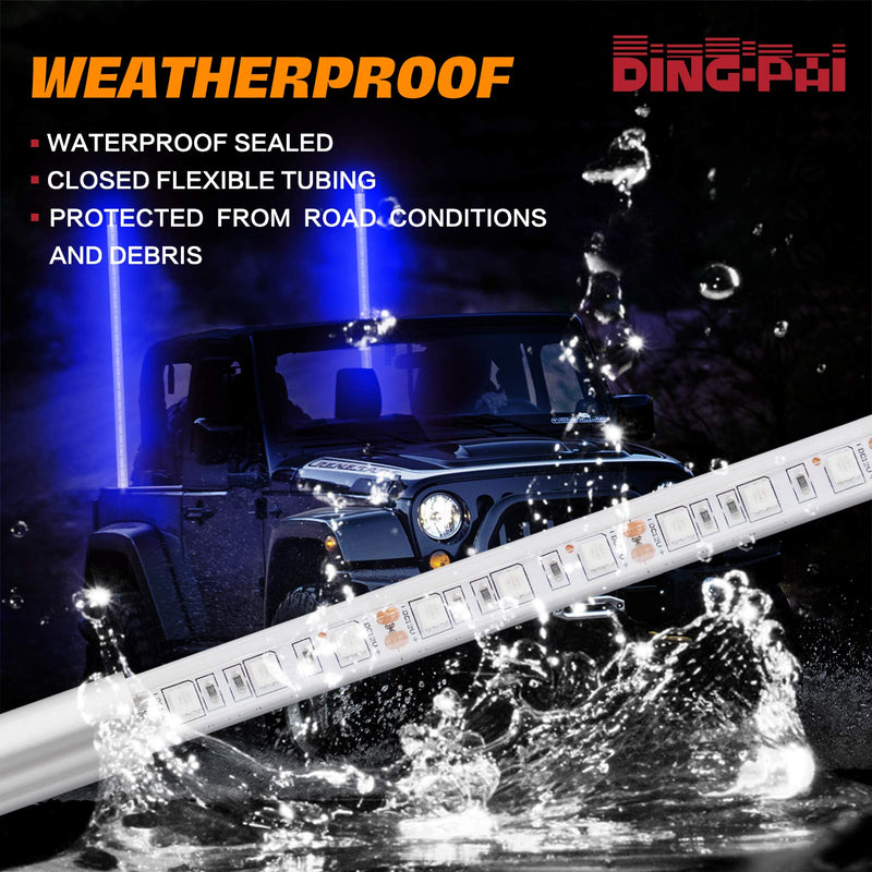 4FT LED Whip Light, DING.PAI 1.2M Blue LED Lighted Whip Antenna for UTV ATV RZR Can-Am Off-Road Vehicle Truck (1 PC) 4FT-1PC
