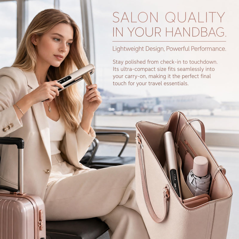 Mini Cordless Hair Straighteners for Women 5000mAh, 2 in 1 Travel Hair Straightener | Wireless Portable Hair Curler with USB Charging | Mini Curling Iron, 3 Heating Modes, Reduce Frizz