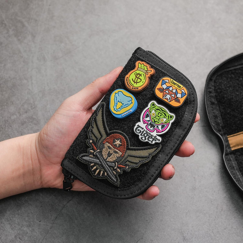 VIPERADE VE20 EDC Pouch Small Pocket Organizer with 8 Compartments, Pocket Tools Pouch with Patches Display Panel, Mini Organizer Bag for Men Black Camo