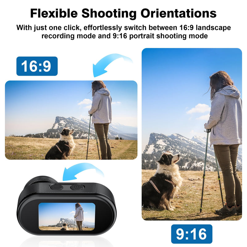 4K Mini Action Camera WiFi, Magnetic Wearable POV Body Camera with Audio | Thumb-Size 1.47" Screen, Hands-Free Recording, IP65 Waterproof, 150min Rec, 150° Lens for Cycling, Helmet & Outdoor Vlog