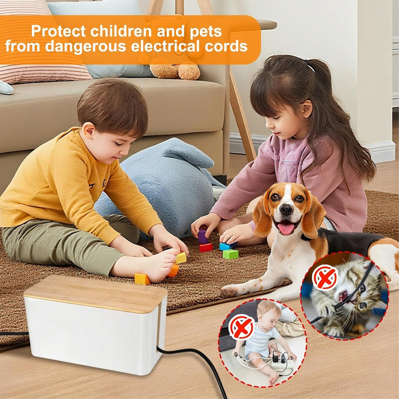 Cable Management Cord Cover Wire Hider Box Concealer Organizer Protector System for Home Theater Entertainment Center Office School (Wood White) Wood White