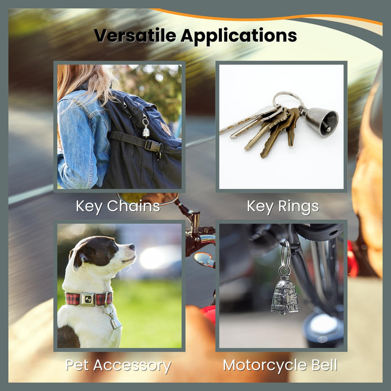 Guardian Bell Japanese Koi Good Luck Bell w/Keyring & Black Velvet Gift Bag | Motorcycle Bell | Lead-Free Pewter | Made in USA 1.75"