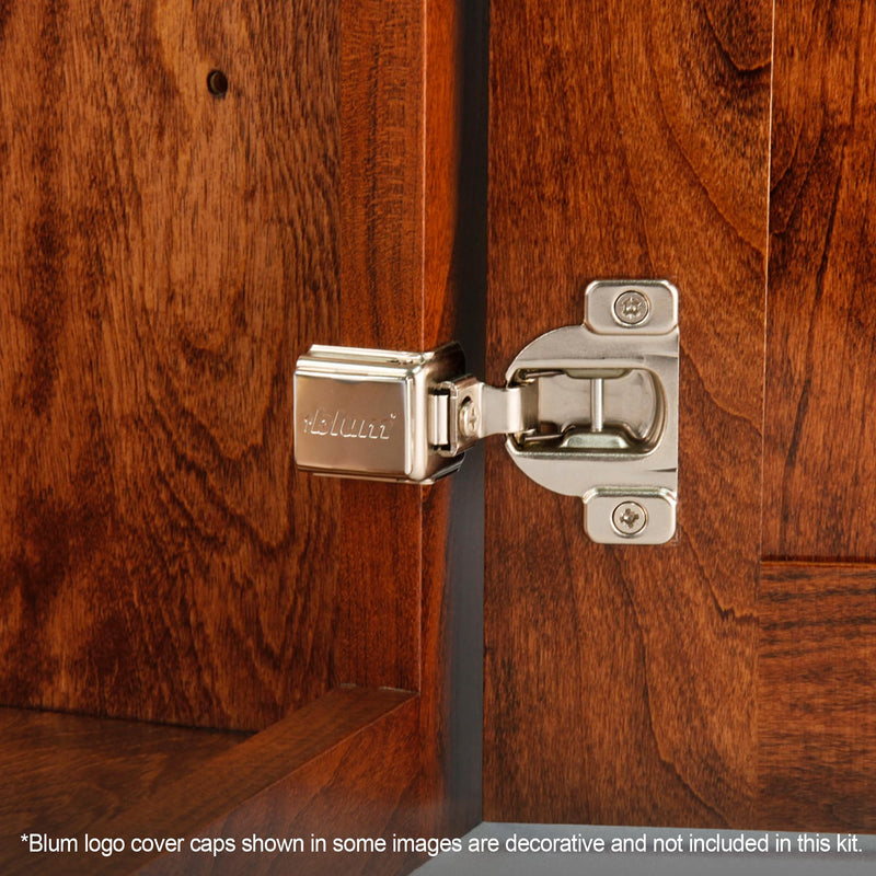 Blum Compact Hinge (5 Kits), 1-1/4" Overlay, 110° Opening Angle, Steel, Concealed Hinges for Face Frame Cabinets (Not Soft Close) 5 Kits With Screws