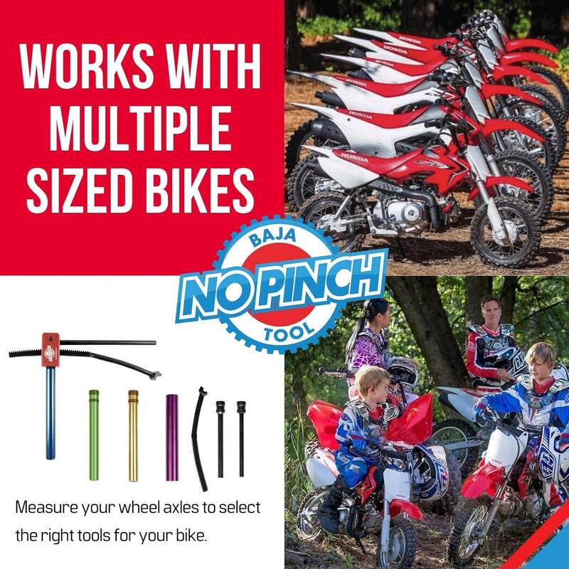 Baja No Pinch 25mm Axle Shaft Accessory Kit | Fits 25-28mm Axles and Quickly Mounts Tires Without Pinching Tubes | Tire Repair Tool for Dirt Bike | Motorcycle | Motocross and Enduro Wheel Changing 25 MM Axle