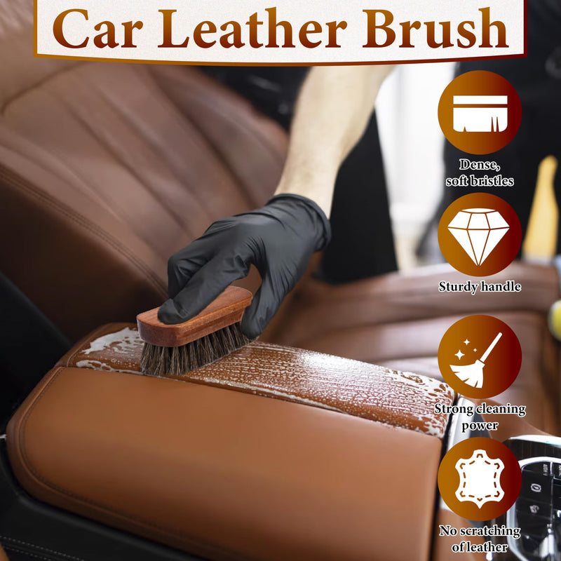2 PCS Leather Brush Car Detailing, Horse Hair Brush, Upholstery Brush for Cleaning, Car Interior Brush, Carpet Brush for Car Detailing, for Car Interior Seat, Carpet, Upholstery, Furniture and Shoes