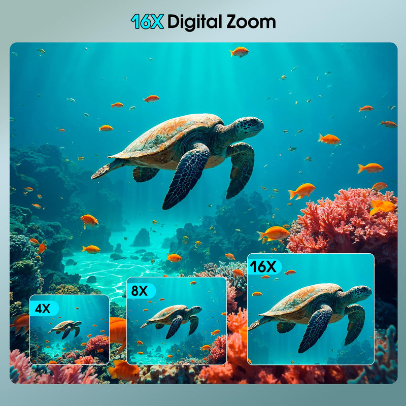 4K Underwater Camera, 64MP 16FT Waterproof Camera w/16GB Card | Floatable Digital Camera, 16X Digital Zoom, Auto Focus, Fill Light, 650mAh Battery