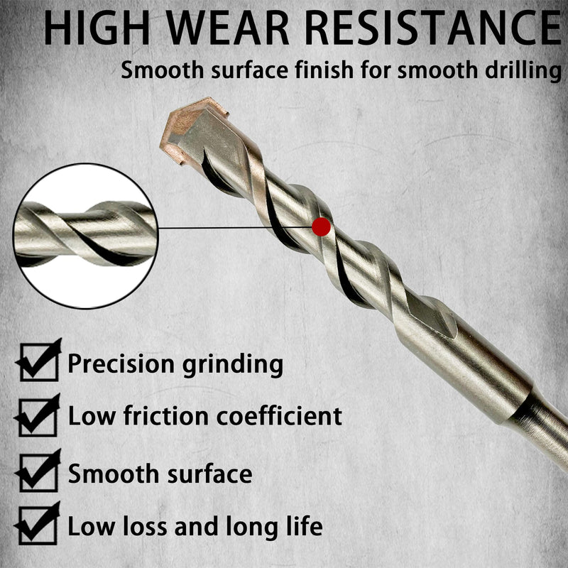 Direko 10-Piece 5/8 inch x 6 Inch SDS Plus Rotary Hammer Drill Bits Carbide Tipped Concert Drill Bits for Concrete, Brick, Cement Walls, Stone, Hammer Drill Bits for Concrete HD-A5/8"x6"