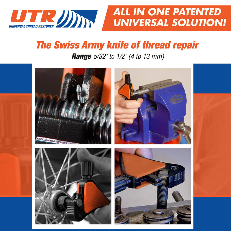  [AUSTRALIA] - Universal Thread Restorer. External Thread Repair Tool. Easily Replaces hundreds of Dies. Automatically chases threads within range 5/32" - 1/2",4-13 mm. All In One Patented Universal Solution!