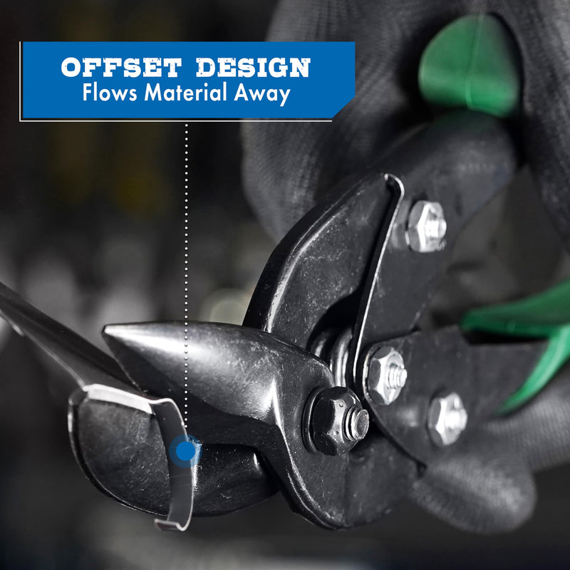 MIDWEST Blackout Series Aviation Snip - Left and Right Cut Offset Tinner Shears, Made in the USA - MWT-6510CO-NP Left/Right Combo