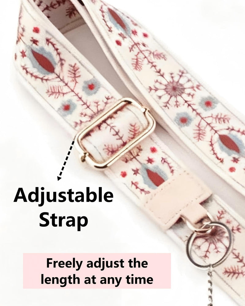 Phone Lanyard Card Holder, Adjustable White Strap Pattern Crossbody Neck | Detachable Card Wallet, Neck & Crossbody Strap for Travel, Shopping, Daily Use, Hands-Free Phone Accessory for Smartphones