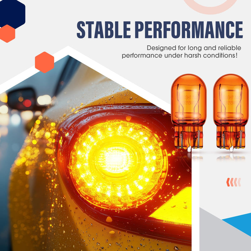 4 Pack 7444NA LED Bulbs 7444NA Long Life Miniature Bulbs Amber T20 12v 21/5w Automotive Lighting Reverse Lights Strobe Brake Backup Tail Turn Signal Replacement Interior Lighting Side Lights
