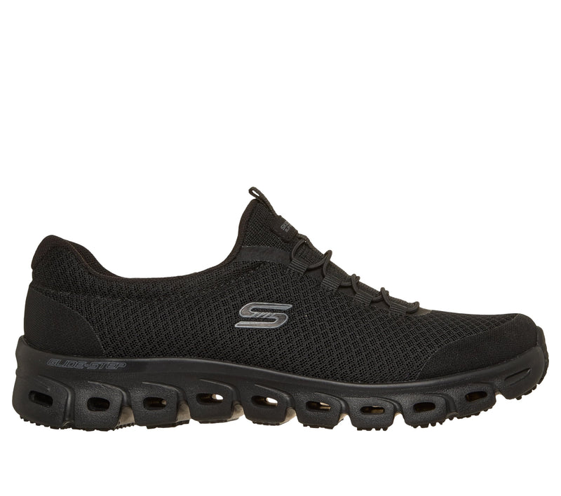 Skechers Women's Mesh Bungee Slip-On Sneaker with Glide-Step Slip Resistant Outsole 8 Black