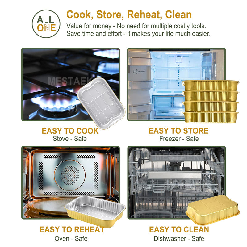118oz Aluminum Foil Pans with Lids & Handles, 5 Pack | 13 x 8.8 Inch, Extra Thick Foil, Oven and Freezer Safe, Ideal for Baking and Food Storage 3500ml/118oz/3.7qt(5pcs)
