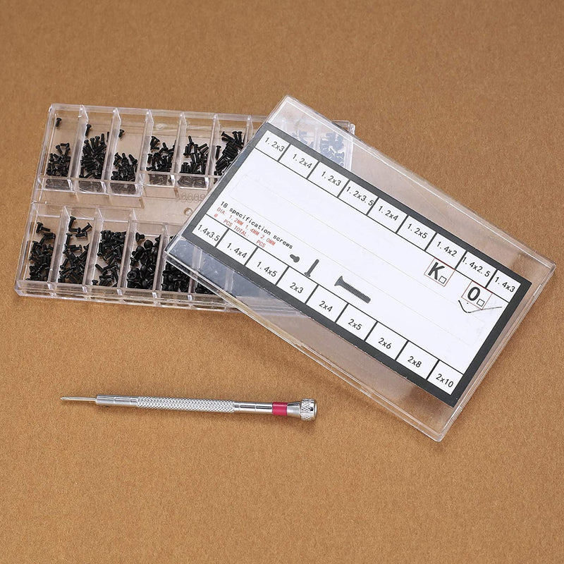 500 Pcs Small Replacement Screws, M1.2/M1.4/M2.0 Black Tiny Micro Laptop Computer Electronic Assortment Kit, Glasses Watches Hard Drive SSD Repair Screws, with Screwdriver