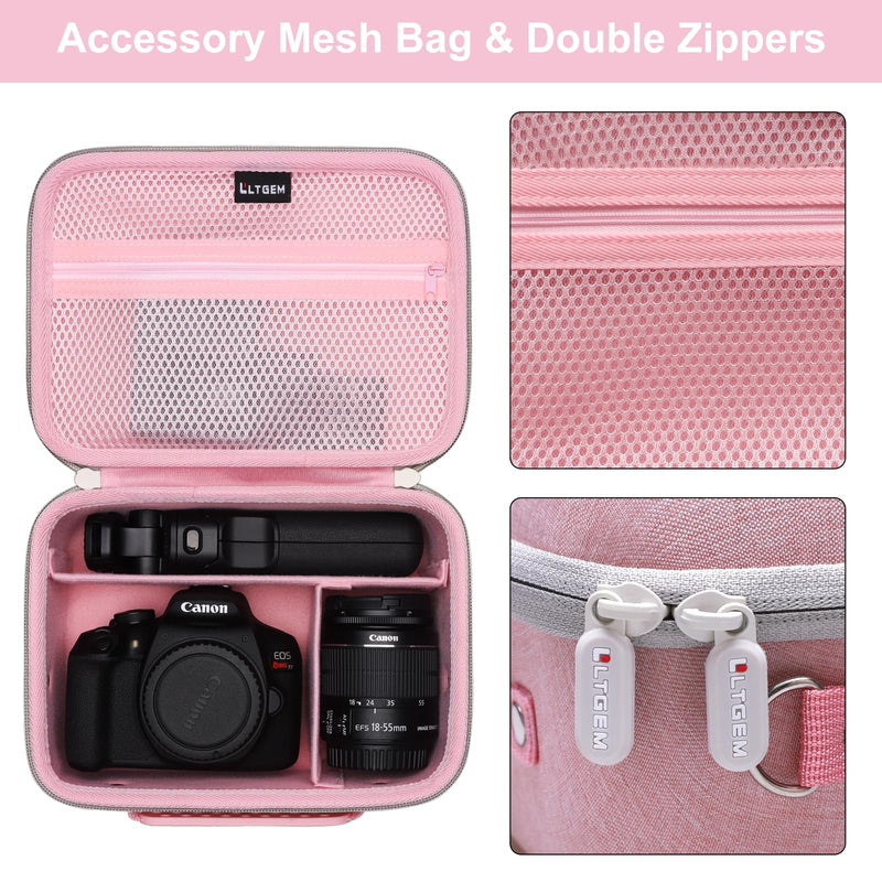 Small Camera Case Bag for Canon EOS Rebel T7/R50//R100 DSLR Camera Pink | Hard Carrying Travel Case for Canon EOS Rebel T7/R50//R100/R6 Mark II/R8/R6 Mark III/R50 V/T6/R10/R5 Mark II DSLR SLR Camera Small