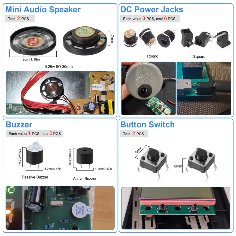 Electronic Component Kit, 1780 Pcs DIY Electronics Kit with Resistors,Capacitor,LED Diodes,Transistors,Dupont Wire,Breadboard,PCB,Potentiometer,Triode,IC,Crystal Oscillator,Buzzer,Switch,Motor,Speaker