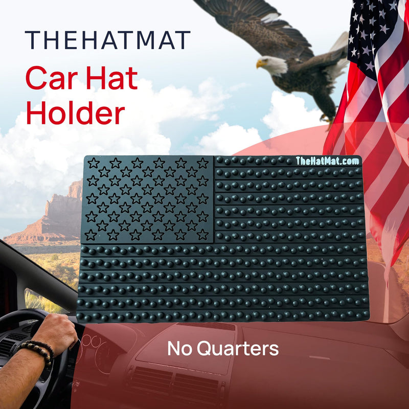 Extra-Large Nonslip Dashboard Car Hat Holder Mat, Ideal Hat Holder for Truck Cowboy Hat Holder for Truck, Hat Holder for Car, Secures Hats and Items on The Road (No Quarter) No Quarter