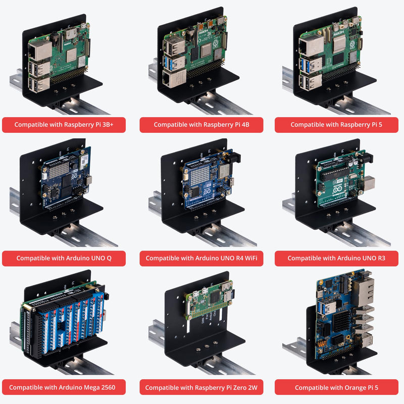GeeekPi DIN Rail Mount Rack Bracket, Compatible with Raspberry Pi 5/4B/3B, Other SBCs & Dev Boards, Designed for DeskPi RackMate T0/T1/T2/T0 Plus/T1 Plus/TL1 & 10" Server Rack