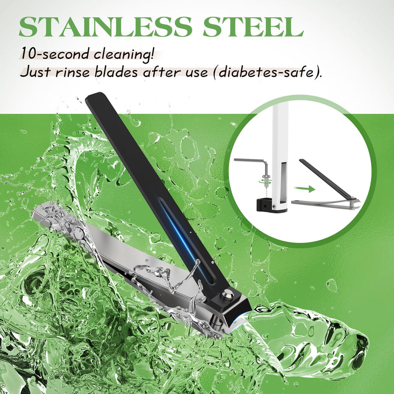 [Updated] 24" Foldable Long Handle Toenail Clippers for Seniors & Thick Nails, LED Light & Magnifier, 4mm Wide Jaw, USB-C Rechargeable, Ambidextrous Grip for Overweight, Arthritis & Post-Surgery Medium - 24" - 60 cm