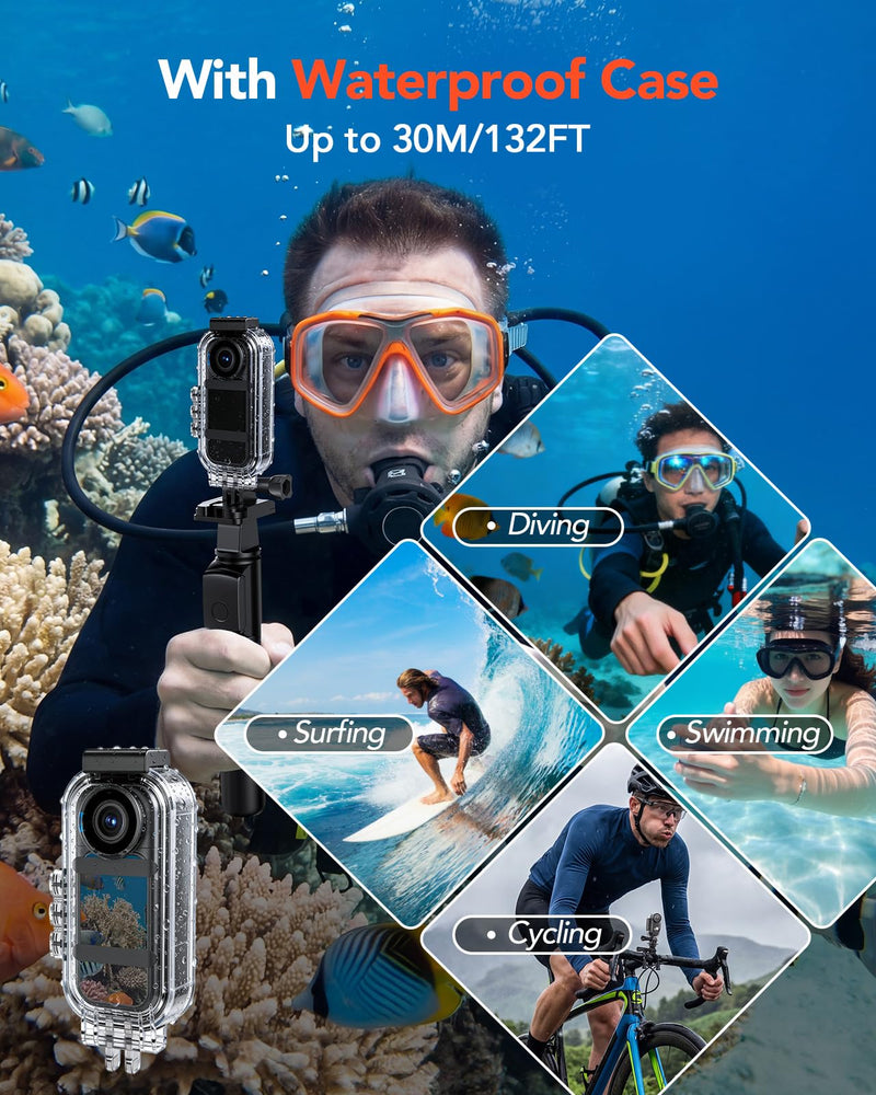BOBLOV W3 Mini Body Camera Waterproof, 64GB Touch Screen Wearable Camera | 7H recording, charging dock, magnetic clips and up to 33FT waterproof case for vlogging, travel, cycling and daily use 64G Waterproof