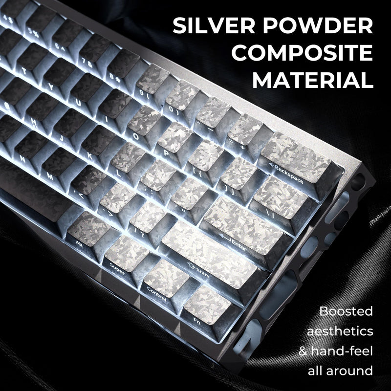 OHY XVX Silver Shine Through Keycaps,Cherry Profile Forged Carbon Side Printed 119-Key Keycaps for MX Switch ANSI Keyboard Sliver