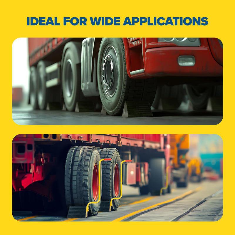 Vergo Industrial Extra Large Wheel Chock 2-Pack - Heavy Duty Molded Rubber XL Wheel Chock for Trucks, Trailers, RVs or Large Freight Equipment - Max Weight Capacity 20 Tons / 40,000 lbs (No Handle) No Handle (2pack)