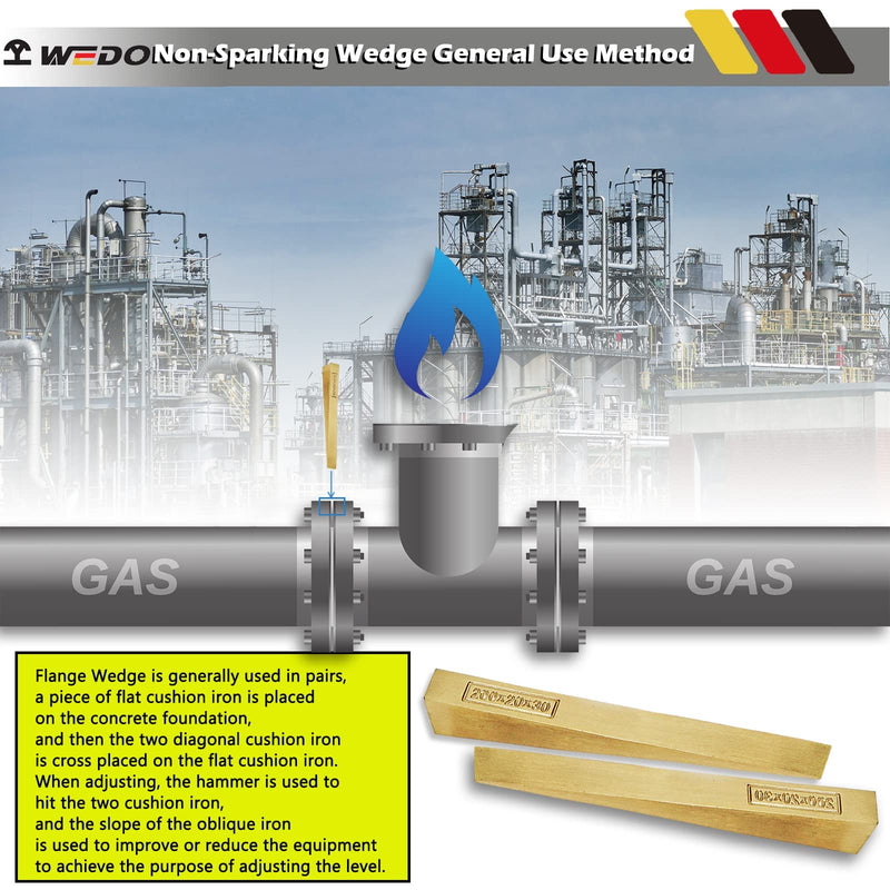 WEDO Flange Wedge Non-Sparking, Spark-free Safety Flange Wedge, Pipe Fitting Welding Tools, Spreading Flanges Triangle Tool, Corrosion Resistant, Aluminum Bronze, 10mm*50mm*100mm 100*50*10mm
