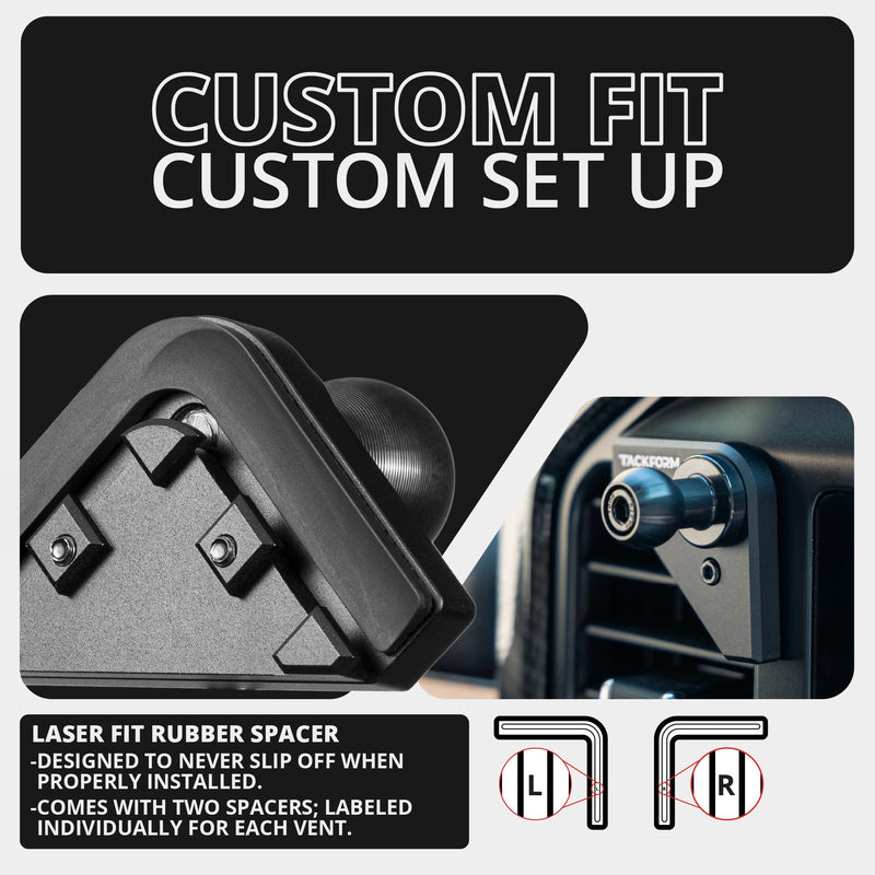 Tackform Link Vent Mount Universal Phone Holder - Compatible with 2021-2025 Ford F150 & Raptor, 2023-2025 Ford Super Duty | Aluminum | Zero Slip, Anti-Scratch | 2" Arm | Blue
