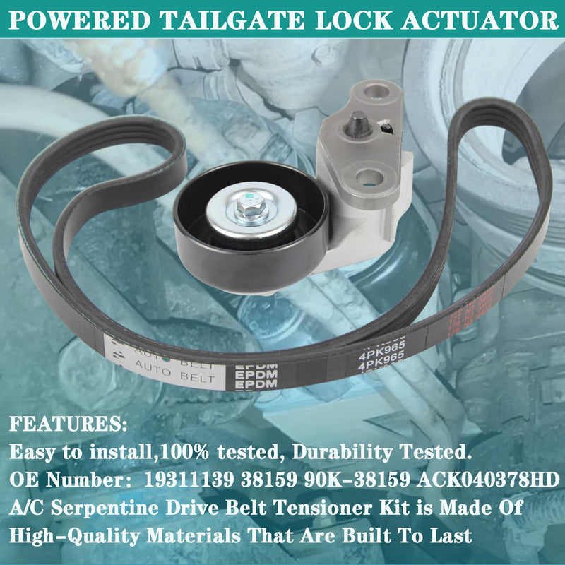 Car A/C Serpentine Drive Belt Tensioner Kit 90K-38159 Compatible with 1999-2008 Cadillac Escalade Chevrolet Avalanche Silverado Express GMC Sierra H2 Replaces 19311139 38159 ACK040378HD