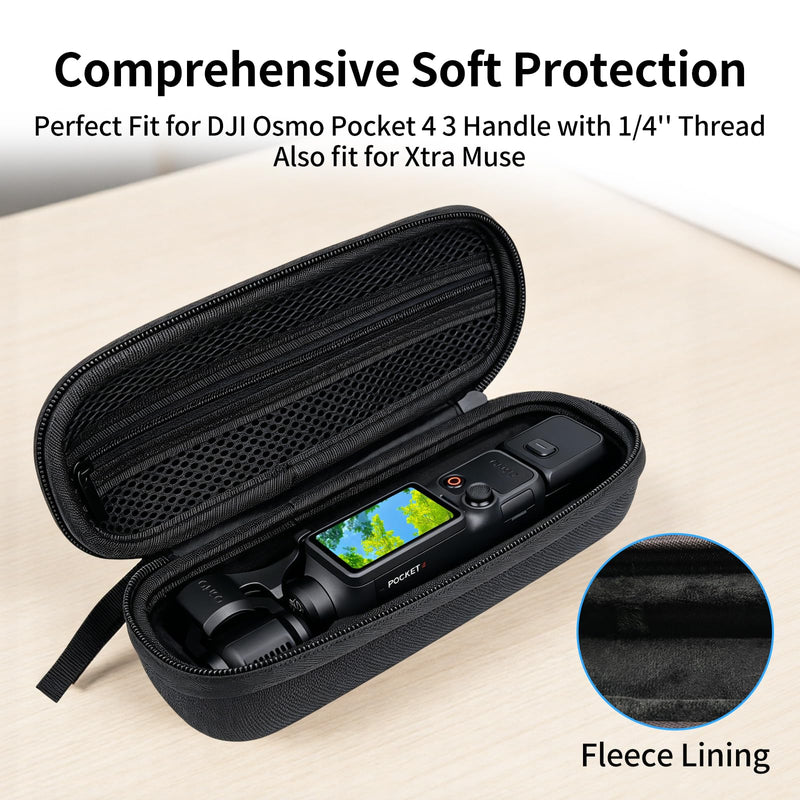 CQT Carrying Case for DJI OSMO Pocket 4 3, Portable Storage Small Protector Hard Bag for Pocket 4 3 Xtra Muse Vlogging Camera Accessories Protective Travel Organizer (Black) Black