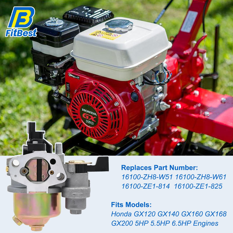 FitBest GX160 Carburetor for Honda GX120 GX200 5.5HP 6.5HP Engines – Harbor Freight Predator 212cc 224cc Replacement – Ideal for Go Karts, Pressure Washers, Water Pumps 2 Tall, 1.5 Width
