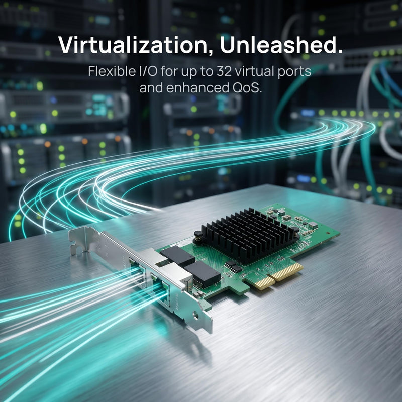 Dual Gigabit NIC with Intel I350 Chip, 1Gb Network Card Compare to Intel I350-T2 NIC, 2 Ports RJ45 Ports, PCI Express 2.1 X4, Ethernet Card with Low Profile for Windows/Windows Server/Linux