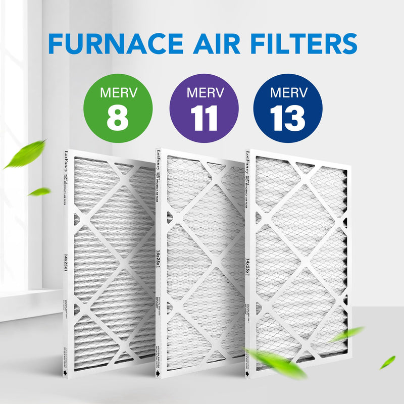 LotFancy 14x25x1 Air Filter MERV 8 4-Pack, Actual Size: 13.75"x24.75"x0.75", Electrostatic Pleated Furnace & AC Filter, Captures Dust, Pet Hair, Pollen MERV 8 4pcs