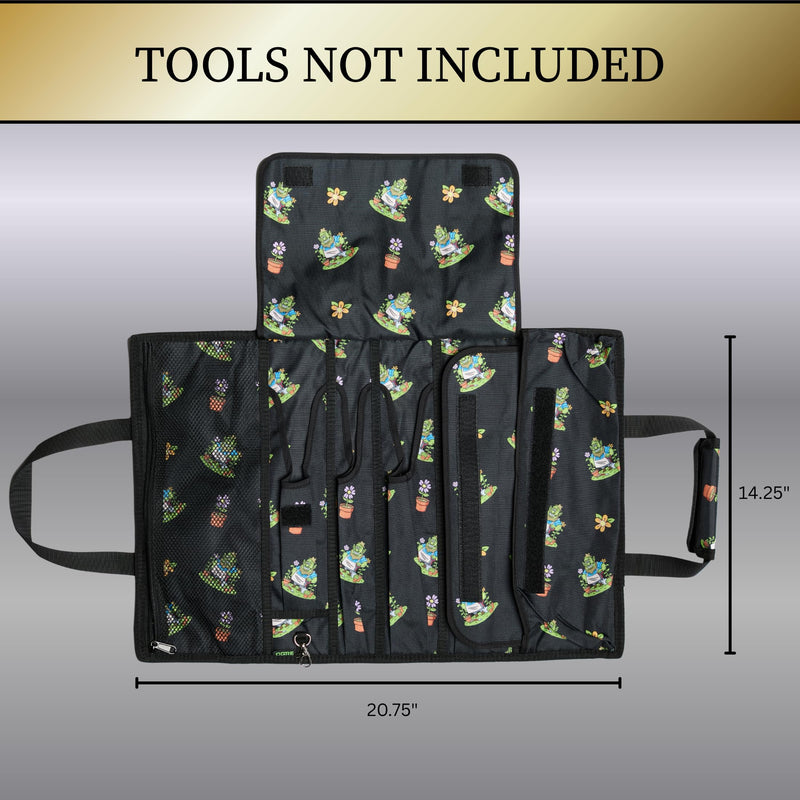 Garden Tool Bag, Roll-Up Garden Tool Holder with Deep Pockets | 900D Polyester Heavy Duty Gardening Tote | Compact Washable Organizer for Tools, Seeds, and Essentials (Tools Not Included) Ogre Print