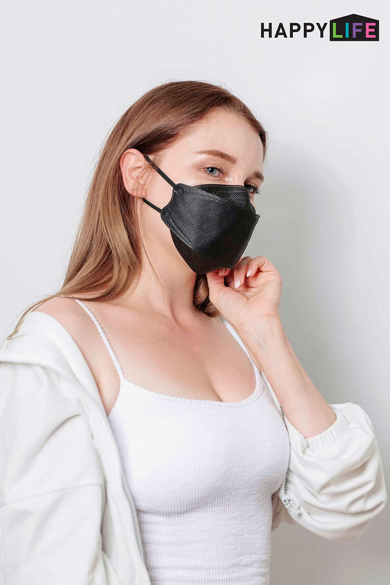 (30PCS) Good Day KF94 Black Face Masks, 4-Layer Filters Breathable Comfortable Nose, Made in Korea.