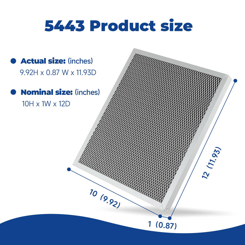 2-Packs 5443 Washable MERV 8 Dehumidifier Filter 10x12x1 Compatible with AprilAire Whole-House Models1830 1850 1852 and Ventilation Models 8191 8192 Replacement Filter 2-Packs 5443