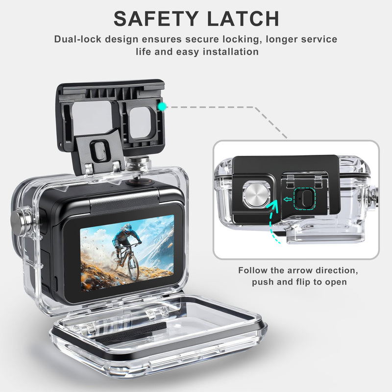 FitStill Waterproof Housing for Insta 360 Ace Pro 2/Ace Pro,50M/164FT Underwater Pressure Resistant Underwater Diving Protective Case Double Cold Shoe Design ace pro2 Accessories ace pro2&ace pro Case
