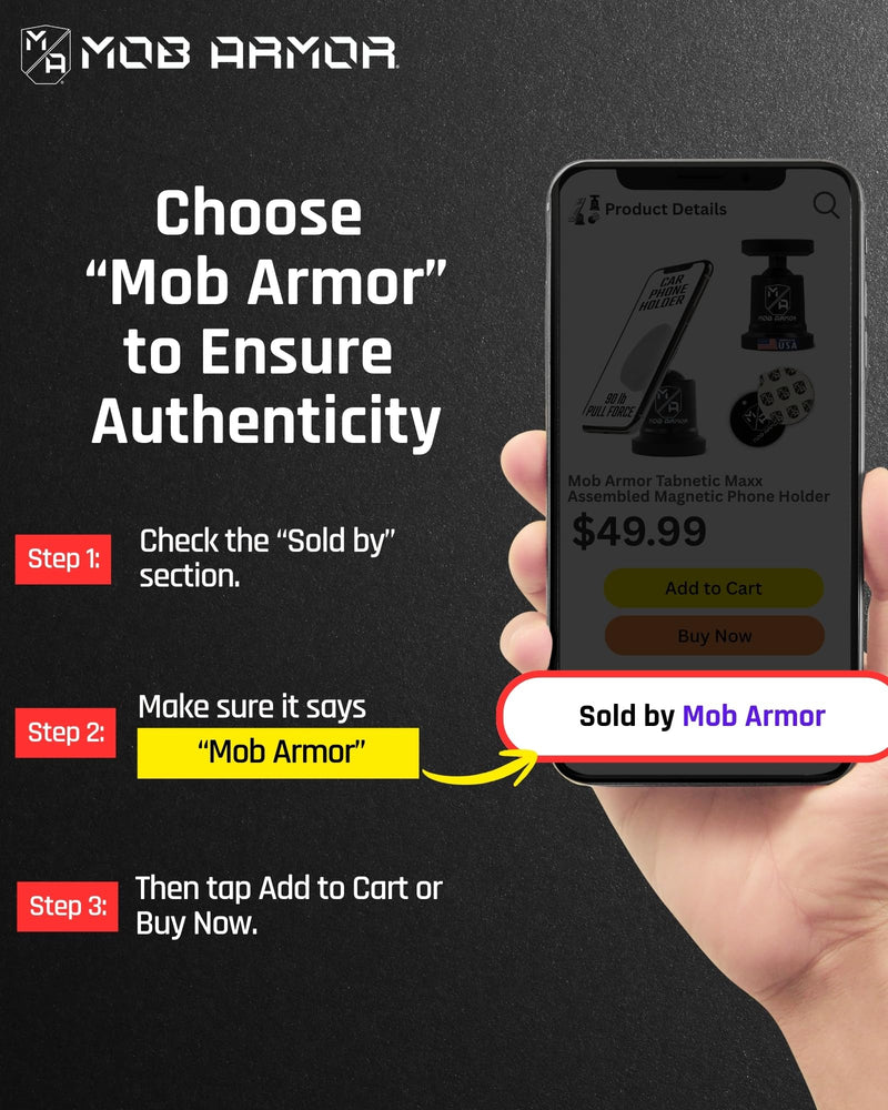 Mob Armor MobNetic Maxx Magnetic Car Phone Holder Mount, Black | USA Assembled, Military-Grade Aluminum, 90lb Pull Force, 90º Tilt, 360º Rotation, For iPhones & Androids, Metal Compatibility