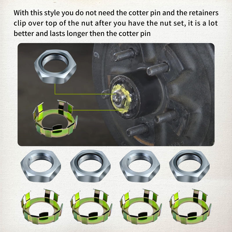 Vanshly，6-191 6-190 Trailer Wheel Axle Nuts and Retainers Compatible With 2K To 8K Dexter Axle