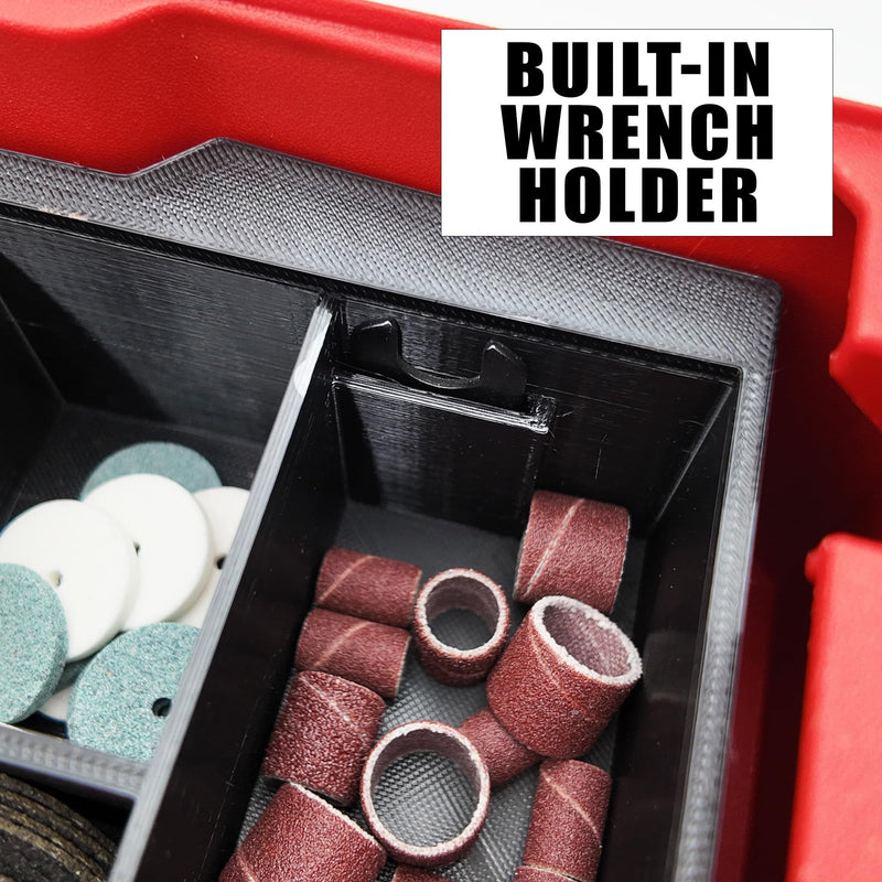 Tidy Tool Liner for M12 Rotary Packout Organizer with Drawer and Bit Storage for Milwaukee Packout Compact Tool Box- Battery, bits, and Blade Storage- Liner Only