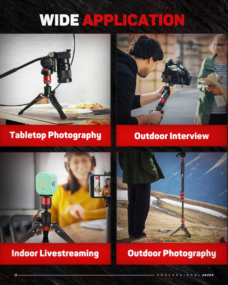 IFOOTAGE Cobra 3 Base Aluminum Desktop Mini Tripod for Camera | Tabletop Small Tripod with 1/4" & 3/8" Screws Compatible with Sony Nikon Canon DSLR Cameras, Payload 17.64lbs CB3 BASE
