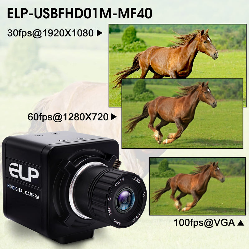 ELP USB Camera Manual Zoom 4mm Lens Prototype Camera 2Megapixel 1080p Webcam Cmos OV2710 Webcamera High fps 100fps Web Cam Security Surveillance Dog Pet Baby Video Monitoring USB Cameras for Most OS