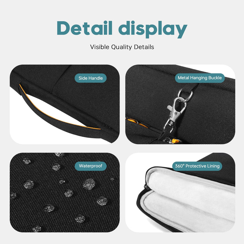 Omnpak Surface Pro 9 Case,13 inch Laptop Sleeve for Surface Pro 11/10/9/8/X/7+/7/6/5/4/3,Surface Pro 8 Case with Side Handle Strap and Accessory Pocket,Recycled PET Laptop Carrying Bag For Surface Pro 11/10/9/8/7/6 Black with Accessory Pouch